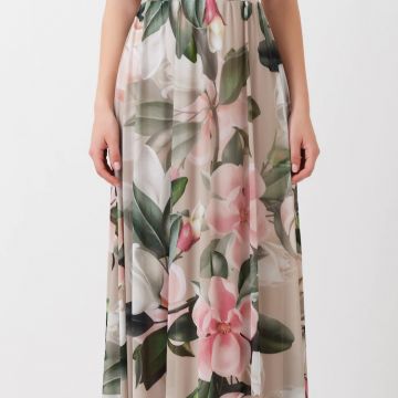 Abito Lungo in tulle stampa floreale 1