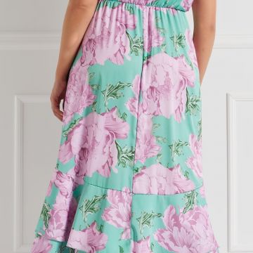 Abito Curvy in Raso Stampa Fiori 2