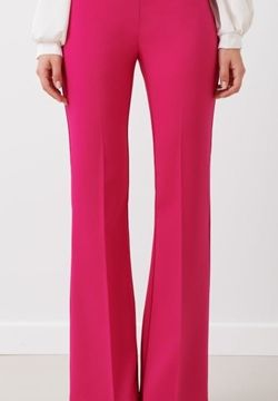 Pantaloni Mid Flared in tessuto tecnico color fuxia 1