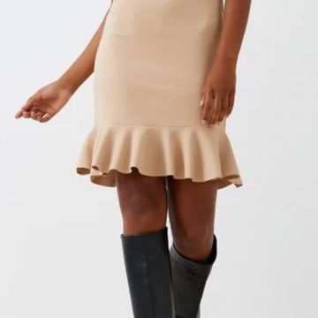 Tubino con Balza e zip a contrasto beige 1