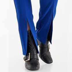 Pantalone Midflared in tessuto fluido color Blue klein dettaglio