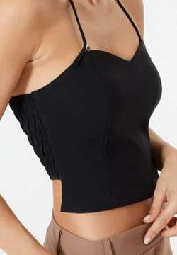 Top bustier con scollo a cuore color nero 2