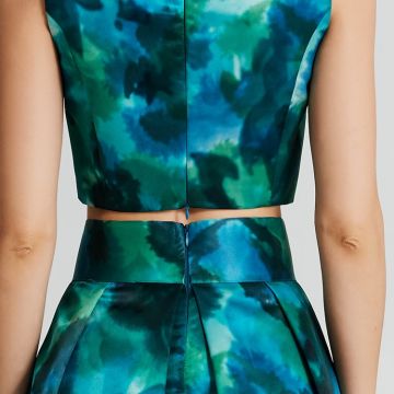 Top Crop Sfiancato con stampa astratta 1