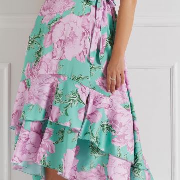 Abito Curvy in Raso Stampa Fiori