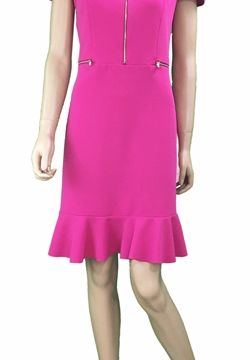 Tubino con Balza e Zip a contrasto fuxia 1