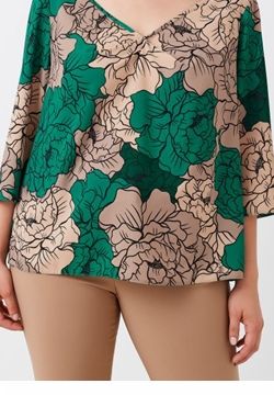 Blusa Curvy in Raso Mano Pesca Stampa Floreale 3
