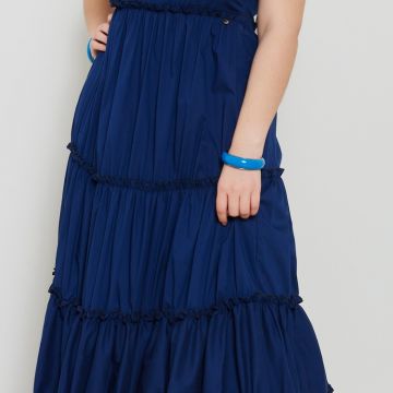 Abito Lungo Curvy in Tela di Cotone