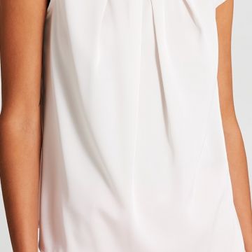 Blusa Boxy con Dettaglio Gioiello Bianco Avorio