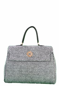 Borsa Grande in Tessuto Grigia