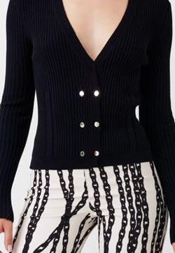 Cardigan Doppiopetto a Coste color Nero