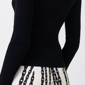 Cardigan Doppiopetto a Coste color Nero 1