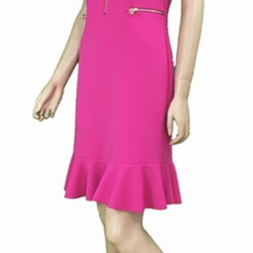 Tubino con Balza e Zip a contrasto fuxia 2