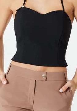 Top bustier con scollo a cuore color nero 1