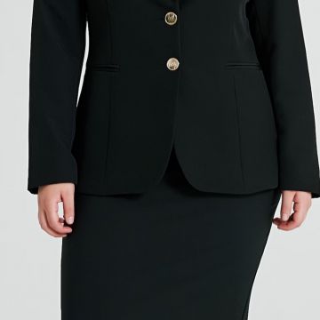 Giacca Curvy a due Bottoni in tessuto tecnico color nero