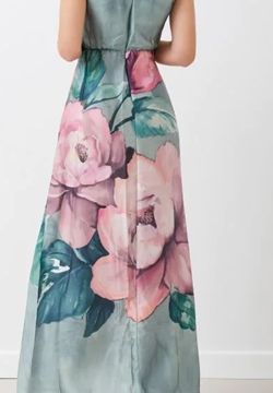 Abito Lungo Stampa Magnolie 1