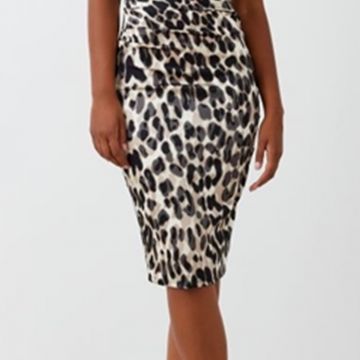 Abito Bustier in Raso Strutturato Animalier 5