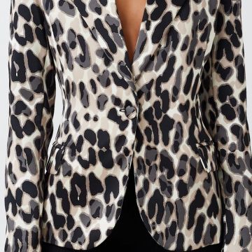 Giacca in Raso Strutturato Animalier 1