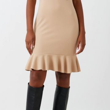 Tubino con Balza e zip a contrasto beige