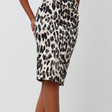 Abito Bustier in Raso Strutturato Animalier 3