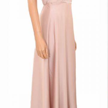 Abito Lungo in Raso con rouches rosa 2