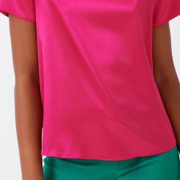 Tshirt in satin color fuxia 1