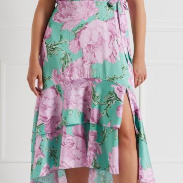 Abito Curvy in Raso Stampa Fiori 1