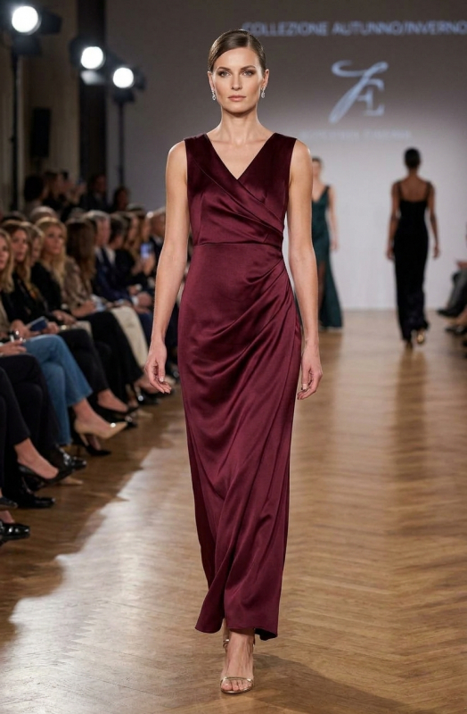 Abito Intero Donna Bordeaux Rosso