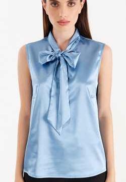 Top in Satin Azzurro